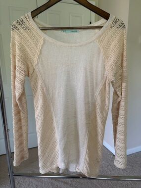 Maurices Beige Open-Knit Raglan Sleeve Sweater